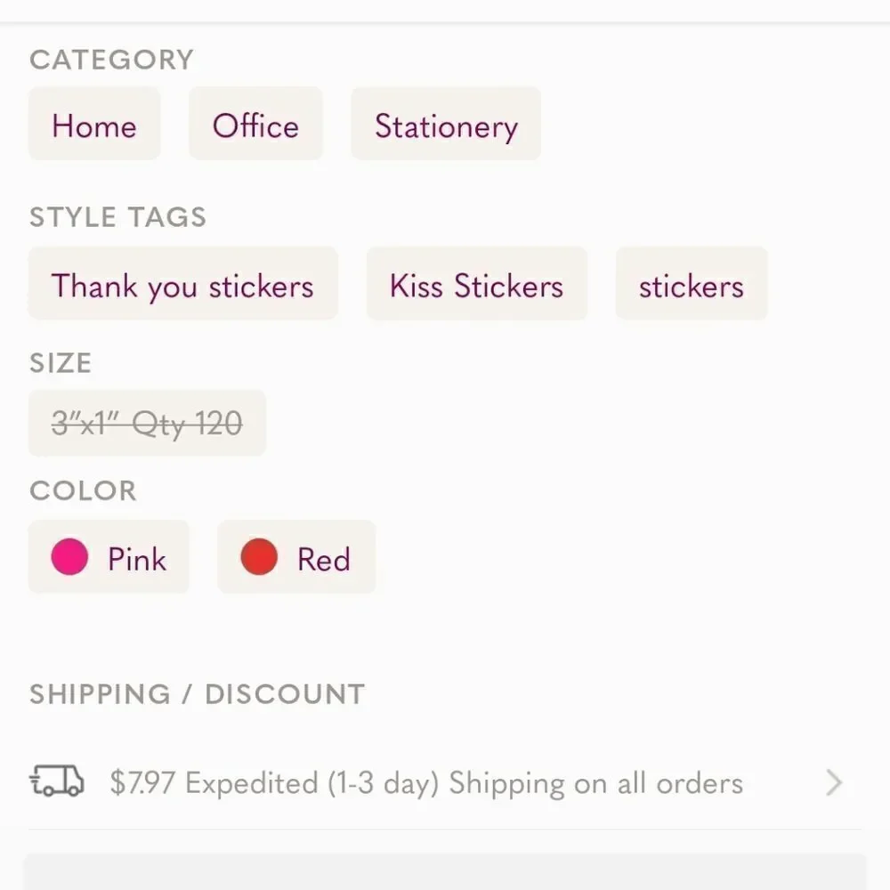 🆑 Square KISS Thank You Sticker 3”x1” Qty 1